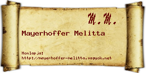 Mayerhoffer Melitta névjegykártya